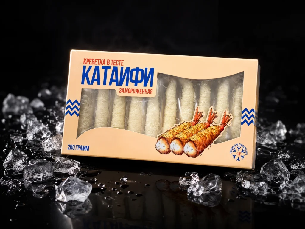 Креветка в тесте катаифи, упаковка