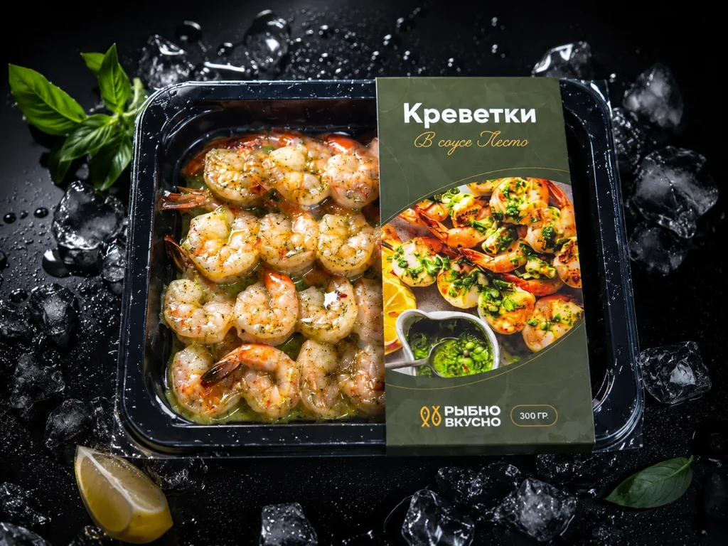 Креветка на шпажках, упаковка